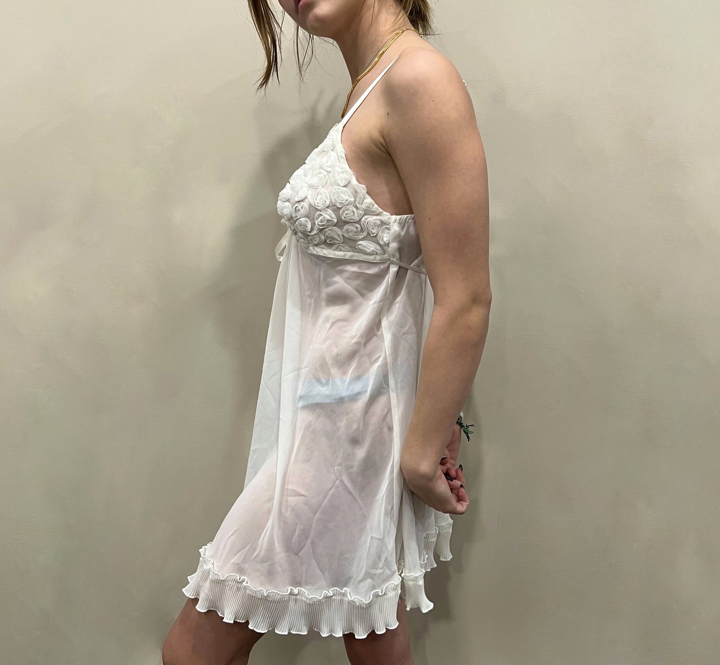 Vintage White Floral Sheer Slip